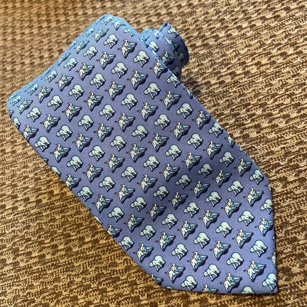 Vineyard Vines Necktie Silk Polar Bear Bull Motif Print Preppy Ivy League 3.5x60